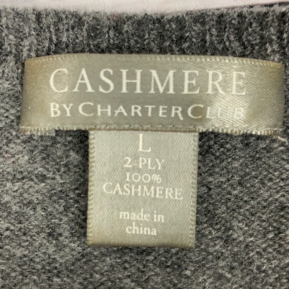 Charter club gray cashmere long sleeve sweater  L - Picture 5 of 10